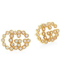 Gucci - Running G Diamond 18k Stud Earrings - Lyst