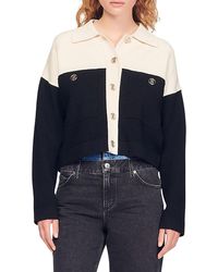 Sandro Cher Cropped Cardigan in Natural 