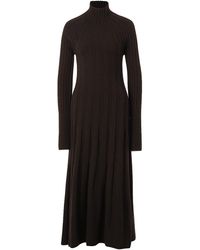 LVIR Wool Turtleneck Rib-knit Midi-dress in Black | Lyst