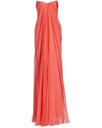 Alexander McQueen Strapless Silk Chiffon Gown - Pink