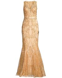 basix feather embellished gown