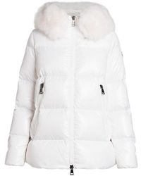 Moncler Synthetic Laiche Faux-fur Trimmed Hooded Down Coat in Black | Lyst