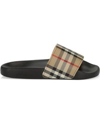 Burberry Furley Pvc Check Slides - Natural