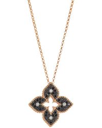 Roberto Coin Venetian Princess 18k Rose Gold, Black & White Diamond Petite Pendant Necklace - Metallic