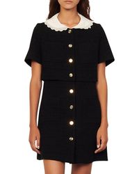 Sandro Rossa Tweed Dress in Black | Lyst