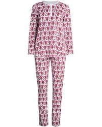 Roberta Roller Rabbit Monkey Print 2-piece Pajama Set - Pink