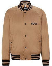 BOSS by HUGO BOSS Satin Bomber Jacket With Stripes And Branding in ...