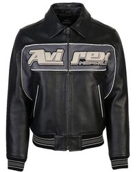 Avirex Brooklyn Leather Jacket - Black - Small