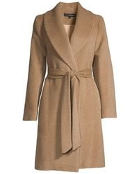 Sofia Cashmere Belted Shawl Collar Wrap Coat - Natural