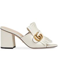 gucci white block heel