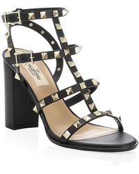valentino core leather rockstud cage heels