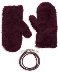 Pink Womens Gloves Max Mara Gloves - Save 4% Max Mara Wool Teddy Mittens in Purple 