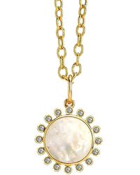Syna Cosmic 18k , Mother-of-pearl, & Diamond Sun Pendant Necklace - Metallic
