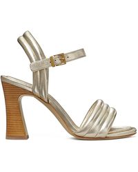 Tory Burch Melody Beaded Leather Ankle Tie Sandals in Metallic | Lyst
