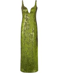 Galvan London Savannah Sequin Column Gown - Green