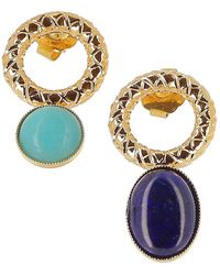 D'Estree - Mini Sonia Gold-plated, Amazonite & Kyanite Mismatched Drop Earrings - Lyst