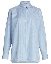 The Row Sisilia Striped Cotton-poplin Shirt in Blue | Lyst