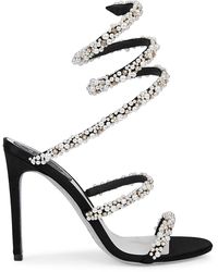 Rene Caovilla Cleo Chandelier Ankle-wrap Crystal-embellished Satin Sandals in Violet (Purple) - Lyst