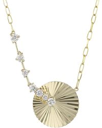 Phillips House Aura Latch 14k Yellow & Diamond Offset Pendant Necklace - Metallic