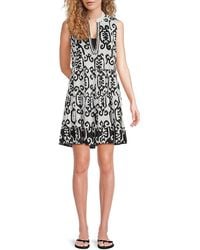 La Moda Clothing - Printed Cotton Mini Cover-Up Dress - Lyst