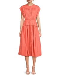 AREA STARS - Cuff Cotton Poplin Midi-Dress - Lyst