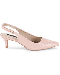 French Connection - Croc Embossed Kitten Heel Slingback Pumps - Lyst