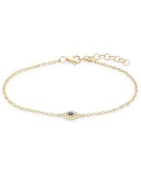 Saks Fifth Avenue 14k Yellow Gold, Diamond & Blue Sapphire Evil Eye Bracelet - Metallic