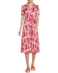 Karl Lagerfeld - Geometric Print Pleated Midi-Shirtdress - Lyst