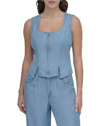 DKNY - Zip Front Tencel Lyocell Corset Top - Lyst