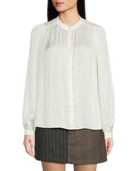 Zadig & Voltaire - Puff Sleeve Band Collar Button Down Shirt - Lyst
