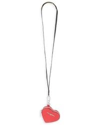 Karl Lagerfeld Faux Leather Heart Lanyard Coin Purse - Red