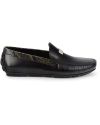 Class Roberto Cavalli - Snake Embossed Leather Driving Loafers - Lyst