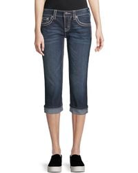 Miss Me Thick Stitched Capri Jeans - Blue