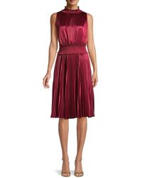 Nanette Lepore Synthetic Sleeveless Pleated Midi Dress in Navy (Blue) - Lyst