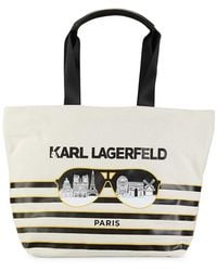 Karl Lagerfeld Kristen Canvas Tote - Natural