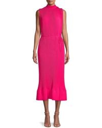 MILLY - Melina Pleated Midi-Dress - Lyst