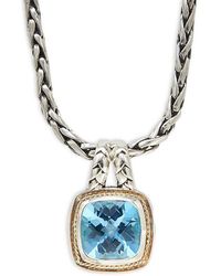 Effy - 18k Yellow Gold, Sterling Silver & Blue Topaz Pendant Necklace - Lyst