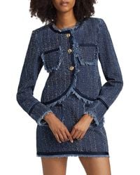 Cinq À Sept - Denim Bouclé Tailored Jacket - Lyst