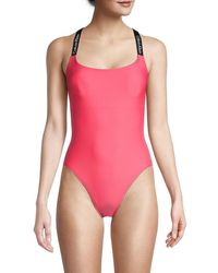 Calvin Klein Logo-tape One-piece Swimsuit - Pink