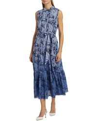 Kobi Halperin - Blayn Floral Cotton Tiered Midi-Dress - Lyst