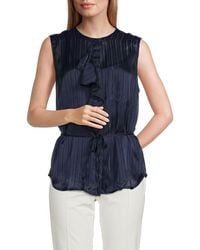 7 For All Mankind - Sparkle Ruffled Sleeveless Top - Lyst