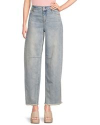 Alice + Olivia - Washed Frayed-Hem Jeans - Lyst