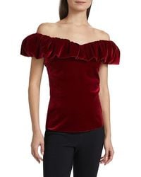 La Petite Robe Di Chiara Boni - Usla Ruffled Velvet Top - Lyst