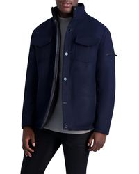 Karl Lagerfeld - Faux Shearling Lined Wool Blend Shacket - Lyst