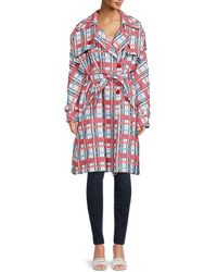 Stella Jean - Checked Belted Trench Coat - Lyst