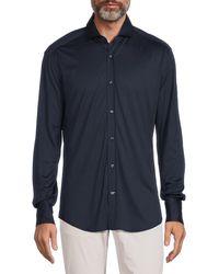 Brunello Cucinelli - Slim Fit Silk Blend Jersey Button Down Shirt - Lyst
