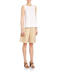 Lafayette 148 New York Suede Clarkson Shorts - Natural