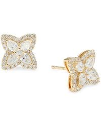 Effy - 14K & 1.21 Tcw Lab Grown Diamond Flower Stud Earrings - Lyst