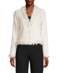 Wdny Collarless Tweed Jacket - White