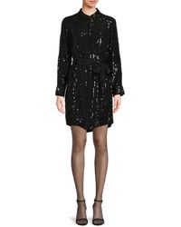 Velvet - Tanya Sequin Mini Shirt Dress - Lyst